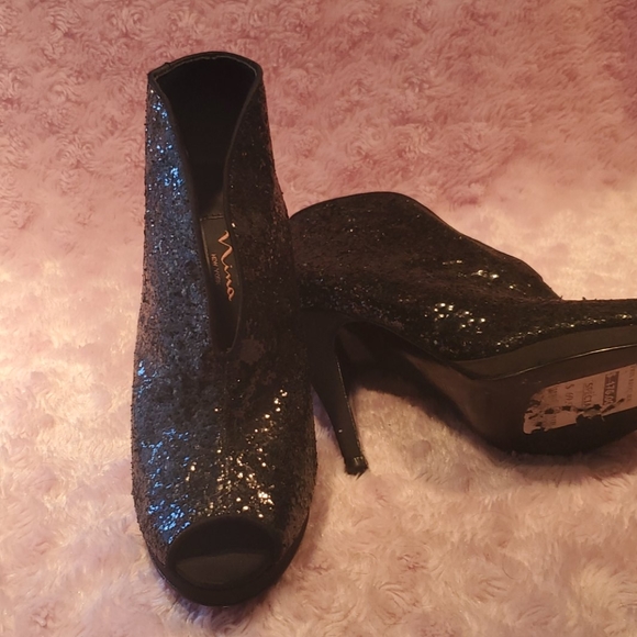 Glitter colored heels, black with grey reflection - Picture 3 of 4